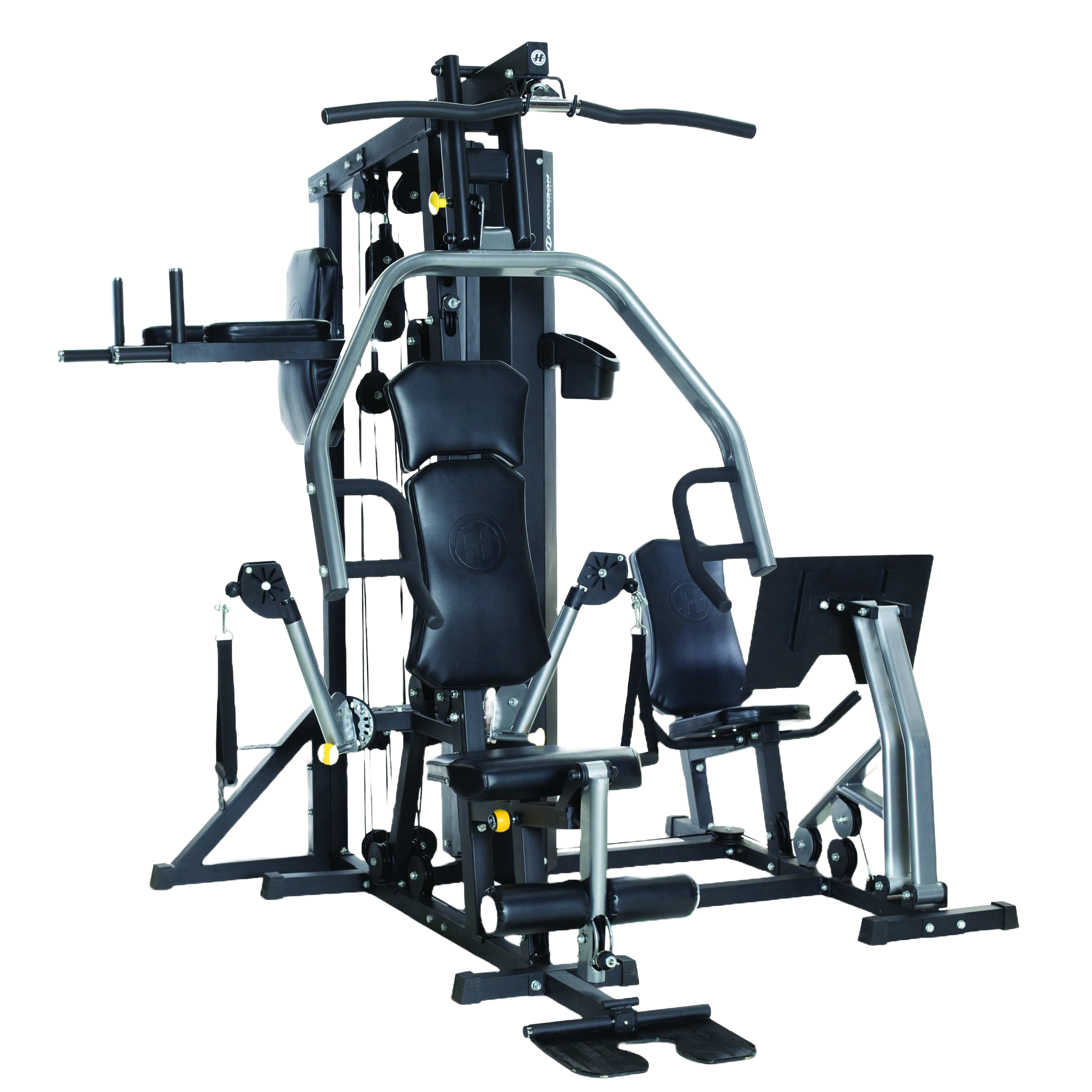 Multiestação de musculação com leg press e alças para mais de 40 exercícios de força