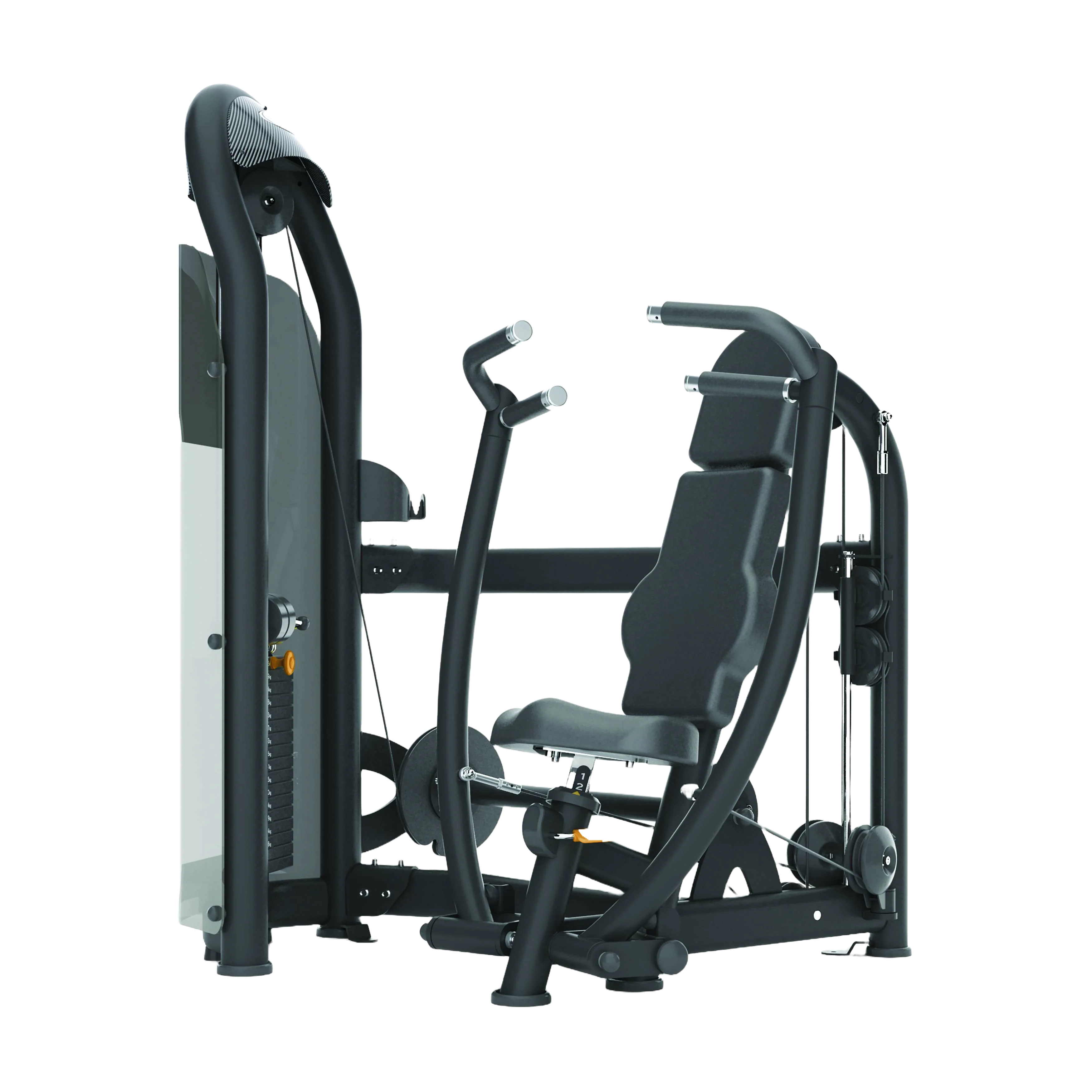 Máquina para peitoral Aura com múltiplas pegadas e movimento convergente independente para treino de peitoral