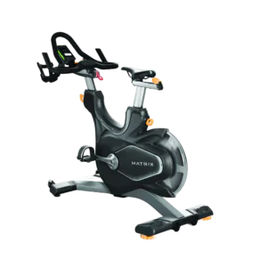 Bike de Spinning com ajuste ergonômico, design robusto e proteção da roda traseira para uso em academias