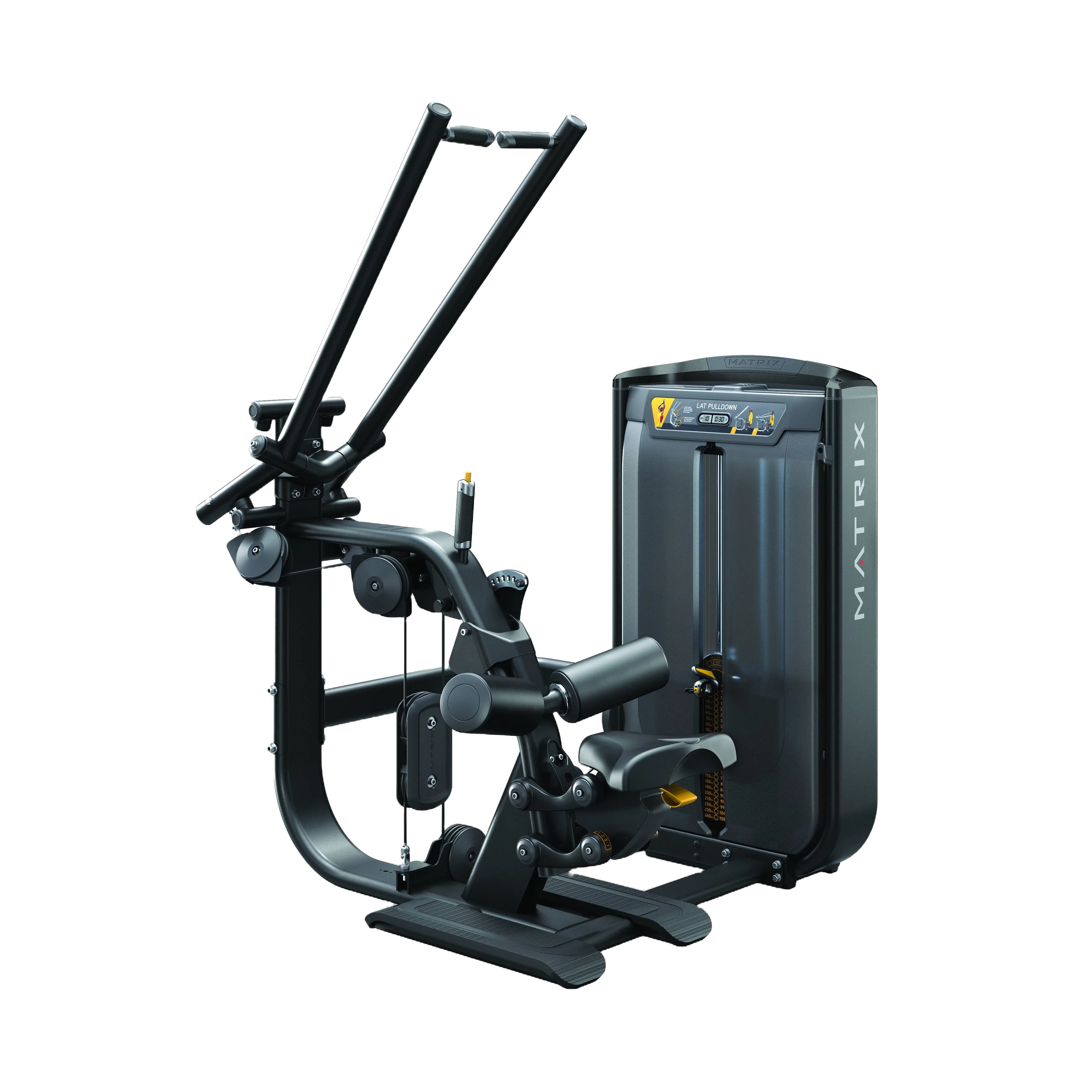 Pulldown dorsal para treino de dorsais com braços independentes e assento ajustável