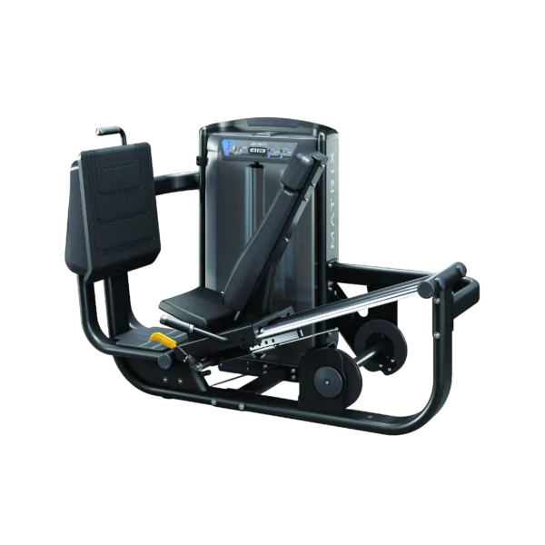 Ultra Leg Press com assento inclinado, plataforma superdimensionada para os pés e estrutura reforçada para treino de pernas.