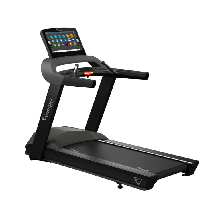 Esteira com tela touchscreen, ideal para treinos intensos em academias e espaços premium.
